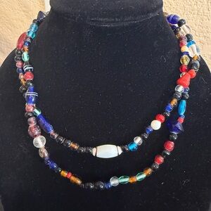 Vintage Venetian Glass Bead Necklace Multicolor 20”